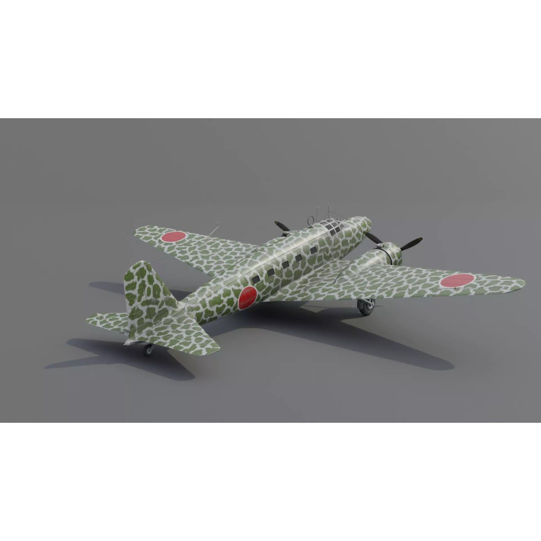 Mitsubishi Ki-57 Transport Aircraft 3D Model – Low Poly PBR Game Asset, FBX - View 20