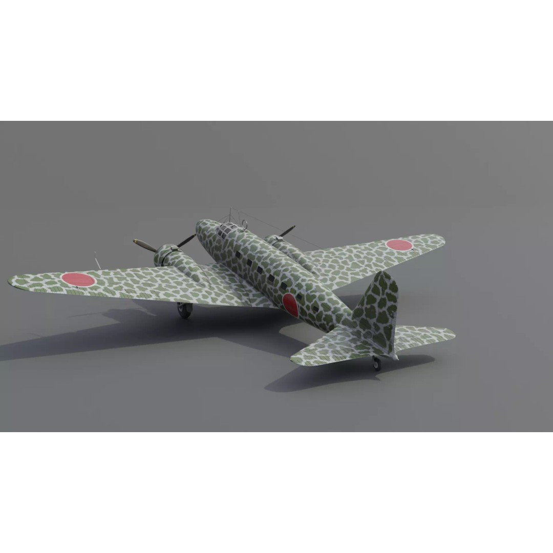 Mitsubishi Ki-57 Transport Aircraft 3D Model – Low Poly PBR Game Asset, FBX - View 22