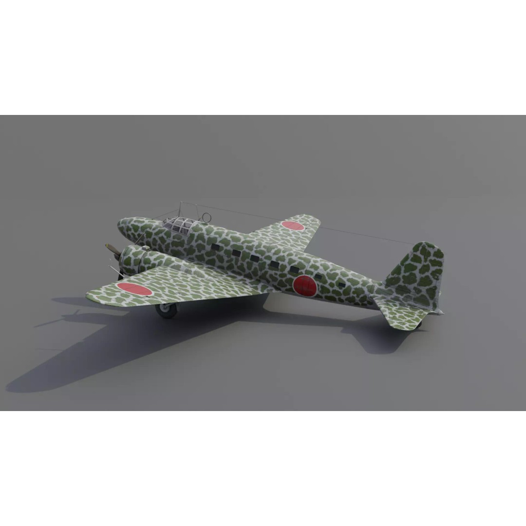 Mitsubishi Ki-57 Transport Aircraft 3D Model – Low Poly PBR Game Asset, FBX - View 23