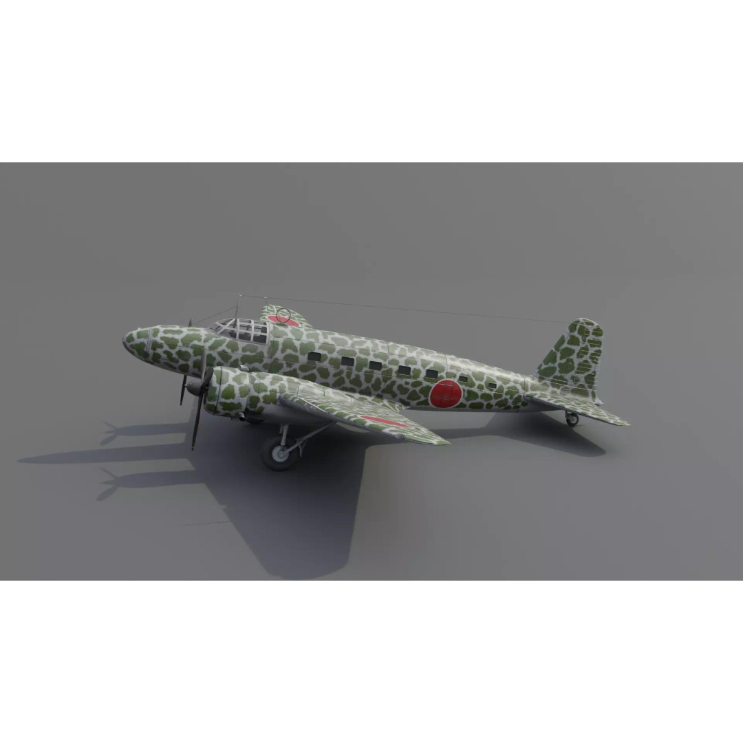 Mitsubishi Ki-57 Transport Aircraft 3D Model – Low Poly PBR Game Asset, FBX - View 24