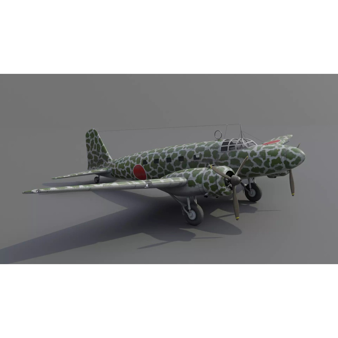 Mitsubishi Ki-57 Transport Aircraft 3D Model – Low Poly PBR Game Asset, FBX - View 3