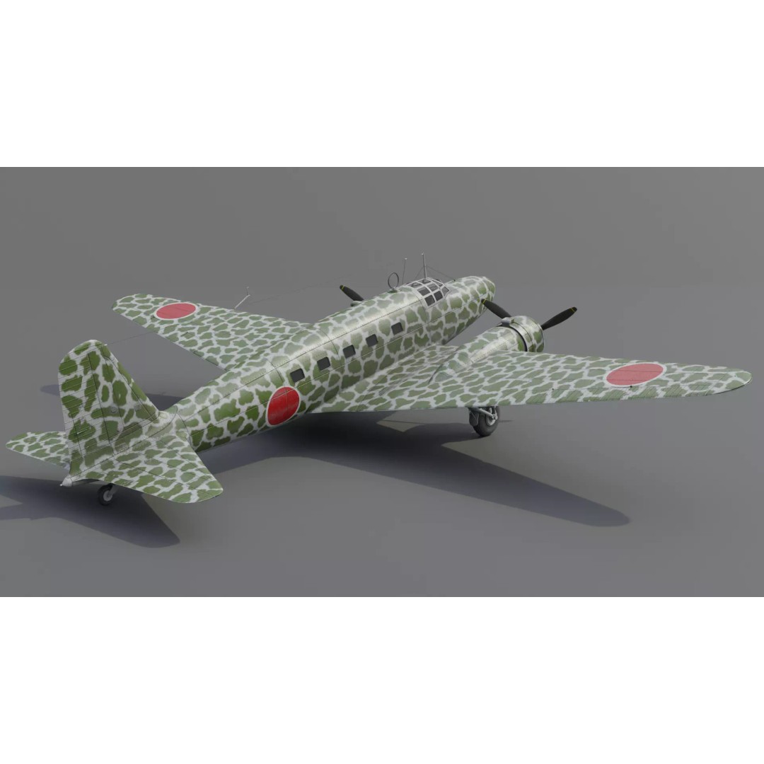 Mitsubishi Ki-57 Transport Aircraft 3D Model – Low Poly PBR Game Asset, FBX - View 4