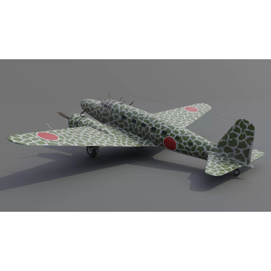 Mitsubishi Ki-57 Transport Aircraft 3D Model – Low Poly PBR Game Asset, FBX - View 5