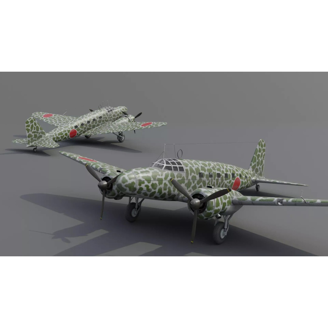 Mitsubishi Ki-57 Transport Aircraft 3D Model – Low Poly PBR Game Asset, FBX - View 6