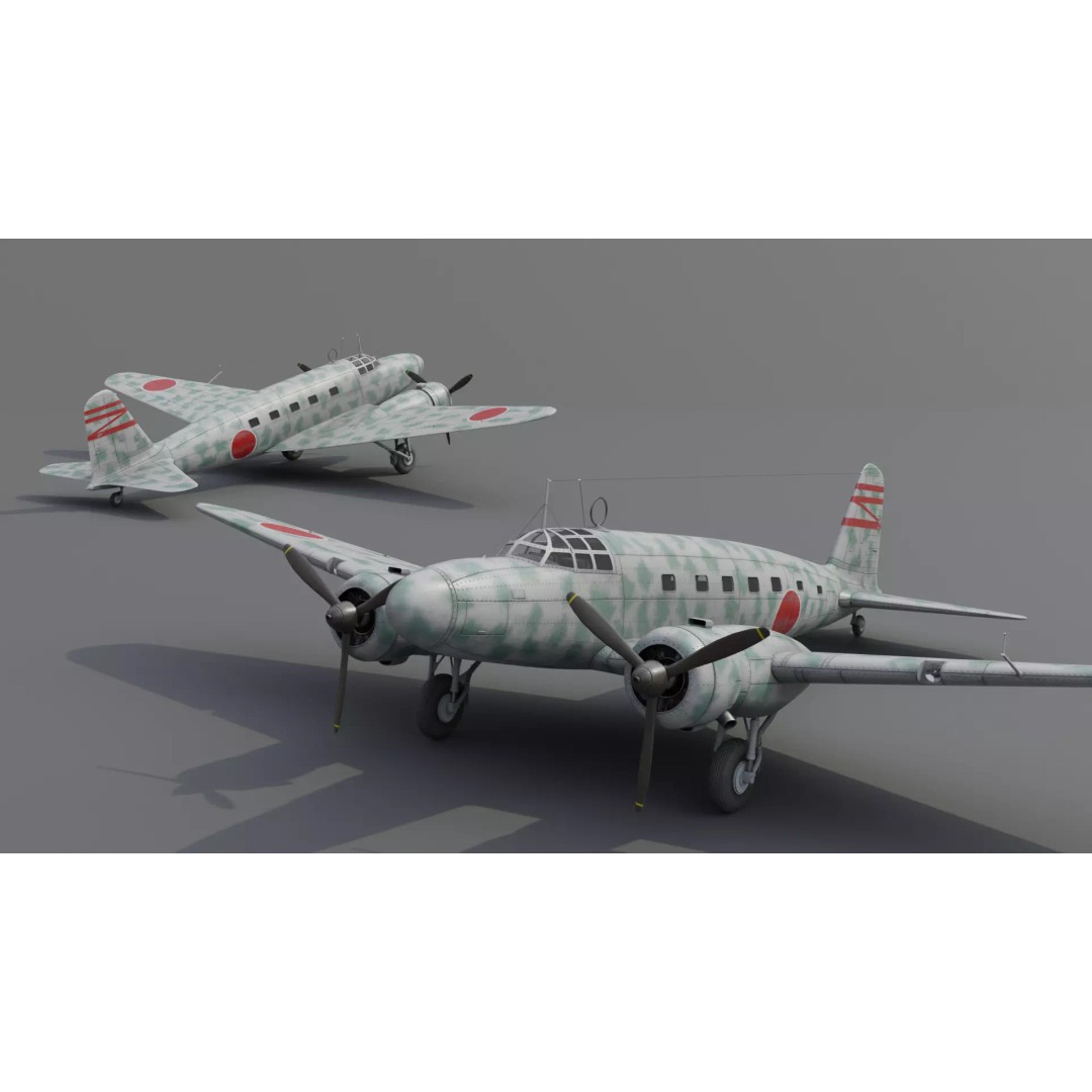 Mitsubishi Ki-57 Transport Aircraft 3D Model – Low Poly PBR Game Asset, FBX - View 7