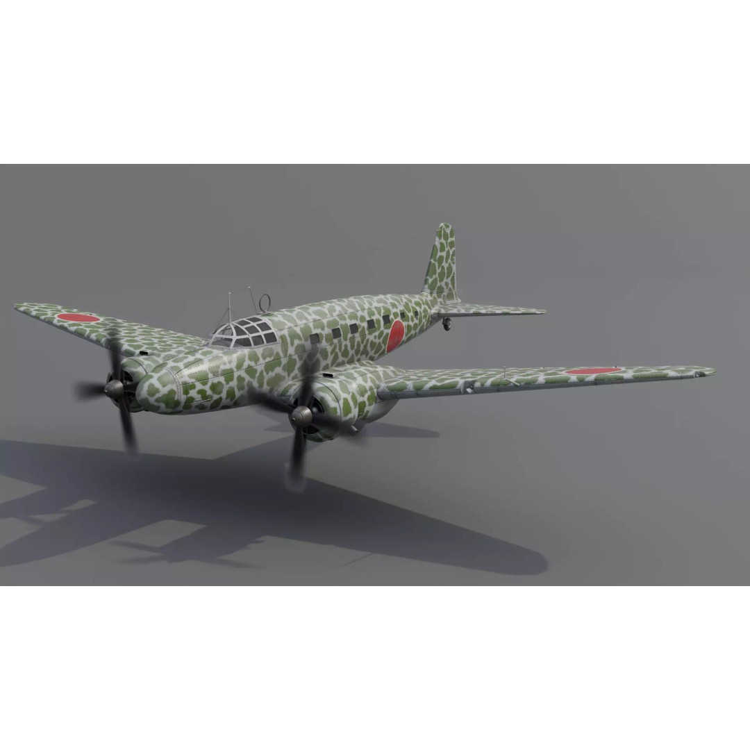 Mitsubishi Ki-57 Transport Aircraft 3D Model – Low Poly PBR Game Asset, FBX - View 9