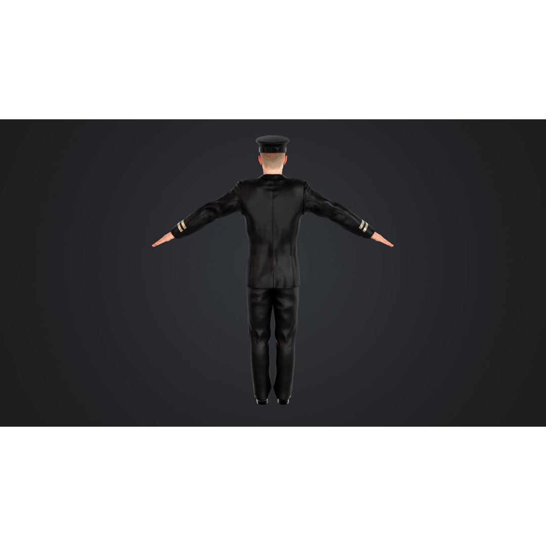 Aircraft Pilot 3D Model – Low Poly Rigged Character, FBX, OBJ - View 10
