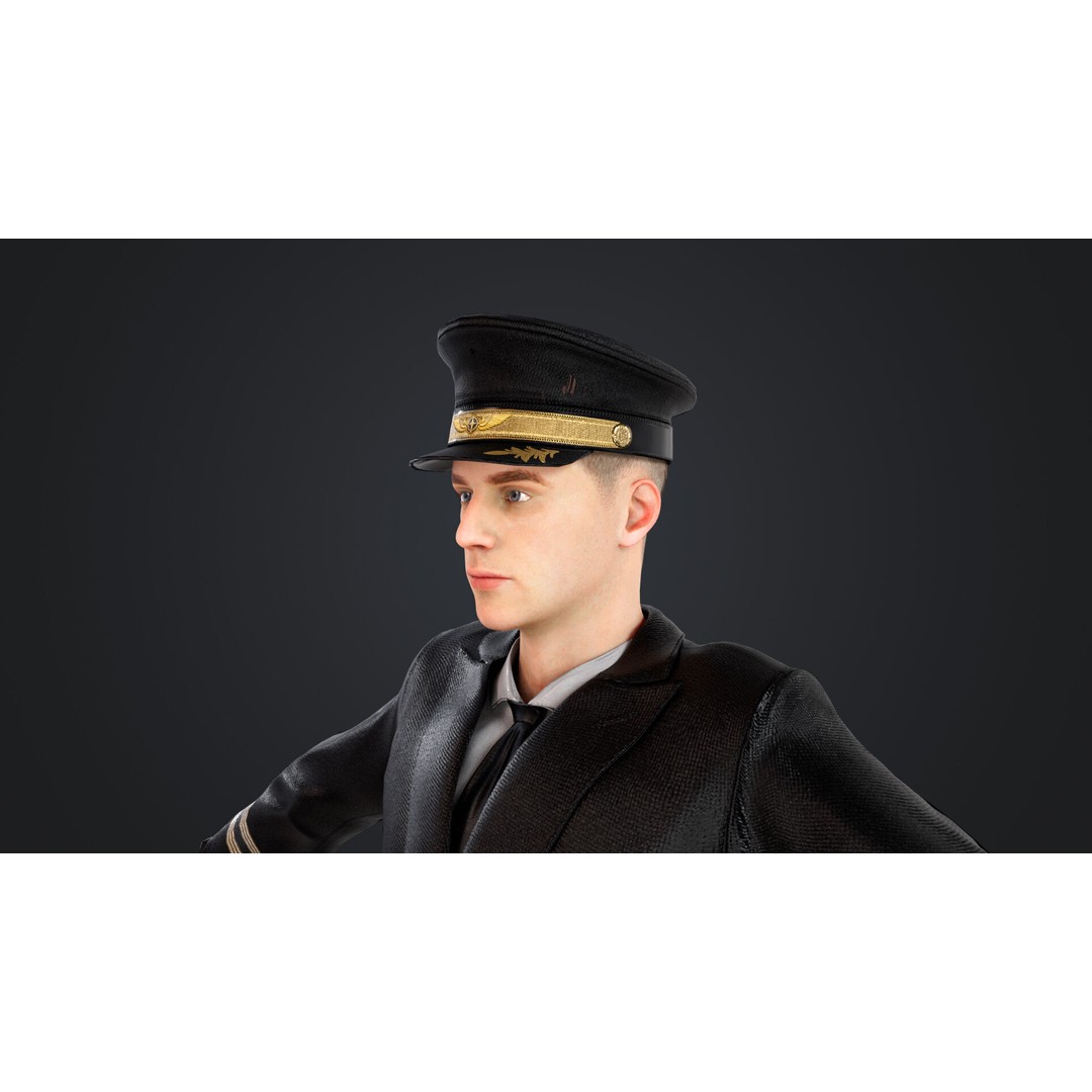 Aircraft Pilot 3D Model – Low Poly Rigged Character, FBX, OBJ - View 12