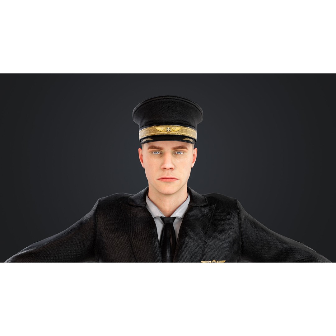 Aircraft Pilot 3D Model – Low Poly Rigged Character, FBX, OBJ - View 19