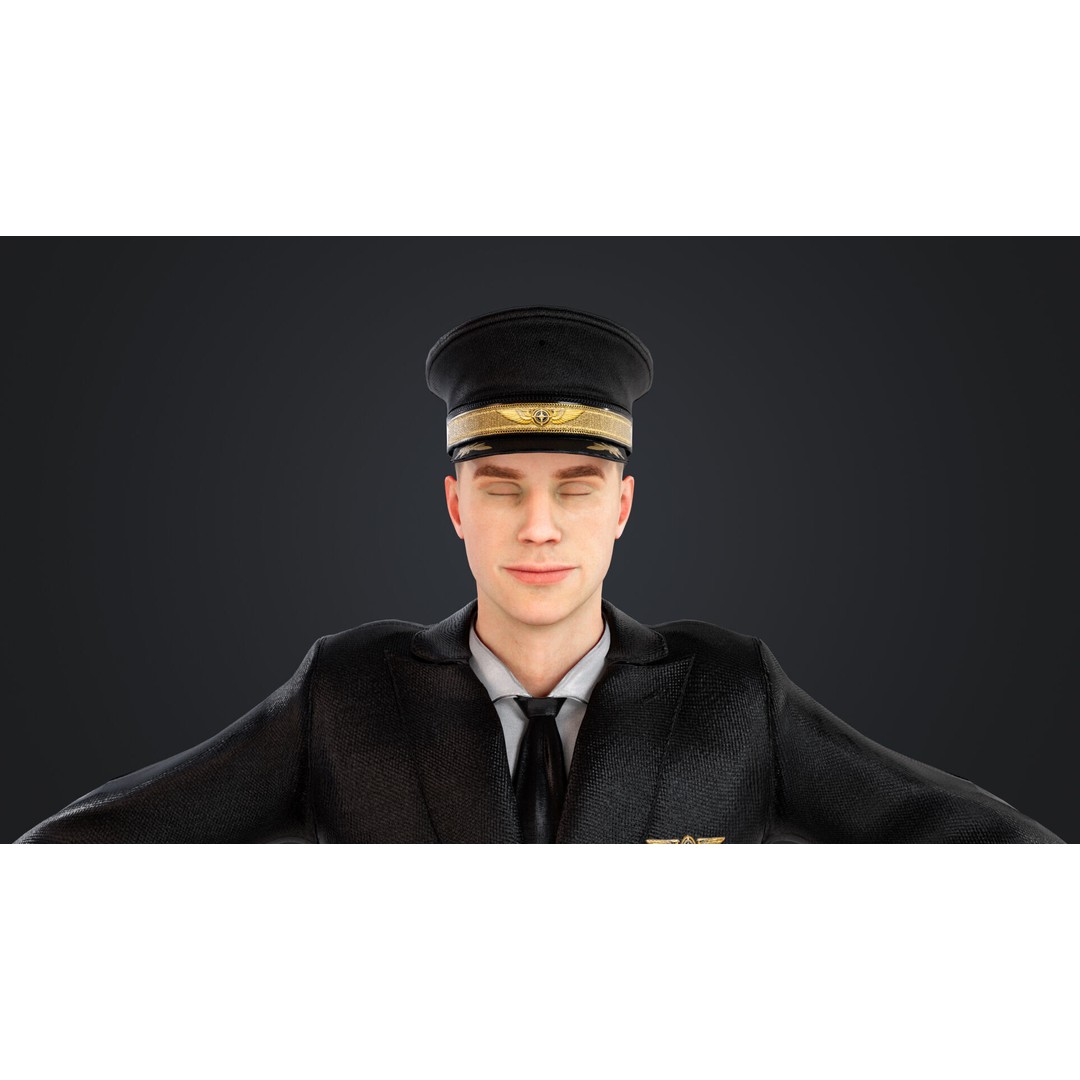 Aircraft Pilot 3D Model – Low Poly Rigged Character, FBX, OBJ - View 20