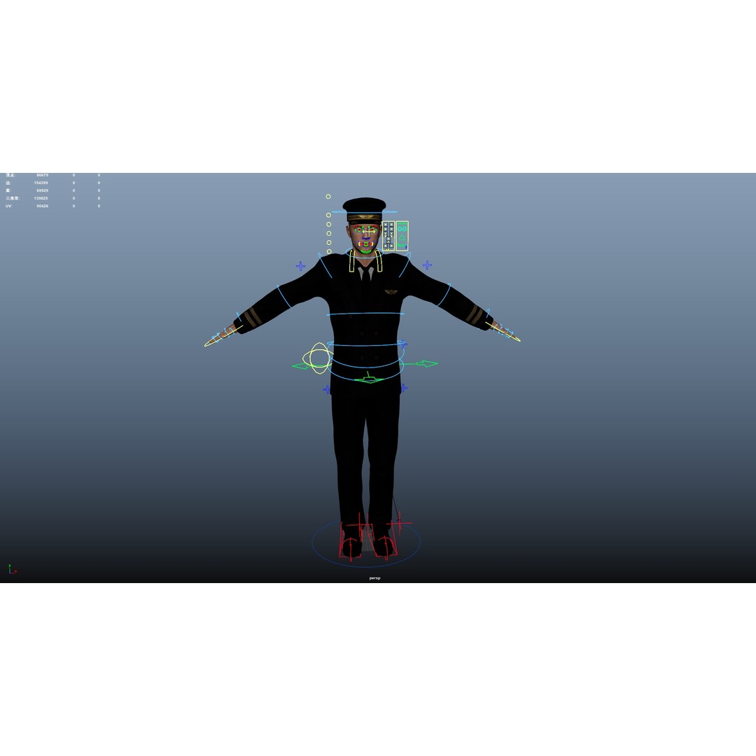 Aircraft Pilot 3D Model – Low Poly Rigged Character, FBX, OBJ - View 21