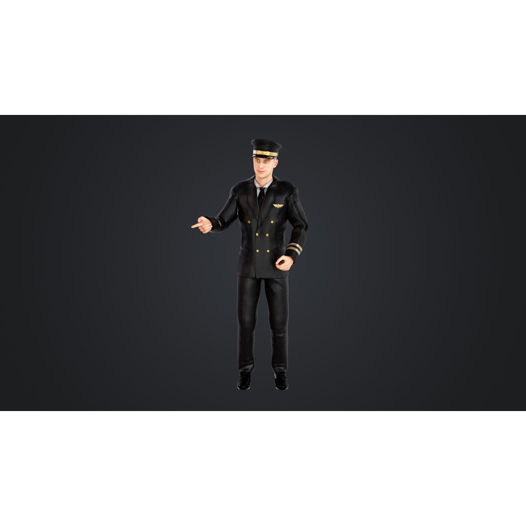 Aircraft Pilot 3D Model – Low Poly Rigged Character, FBX, OBJ - View 3