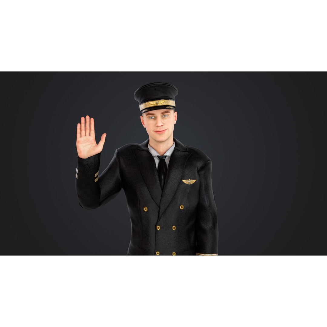 Aircraft Pilot 3D Model – Low Poly Rigged Character, FBX, OBJ - View 4