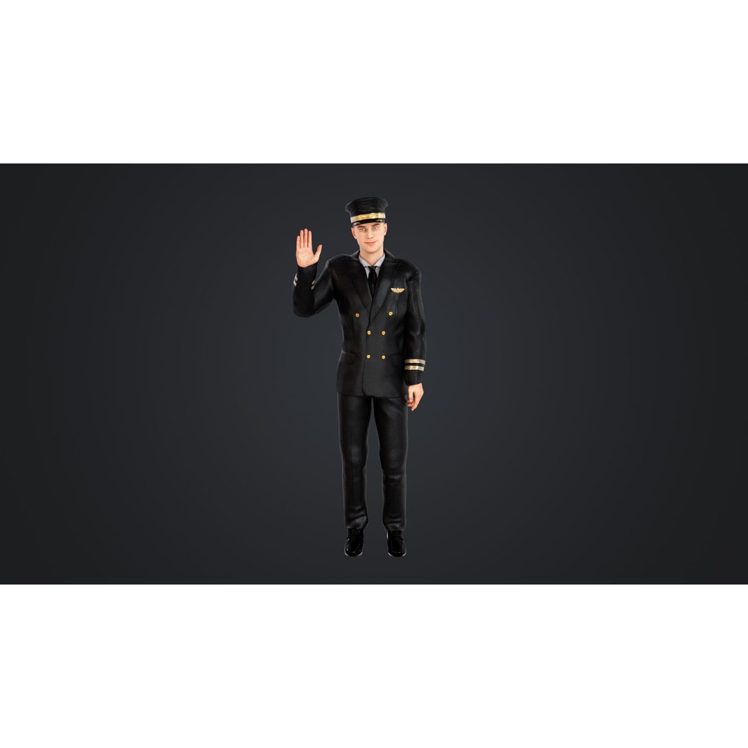 Aircraft Pilot 3D Model – Low Poly Rigged Character, FBX, OBJ - View 5