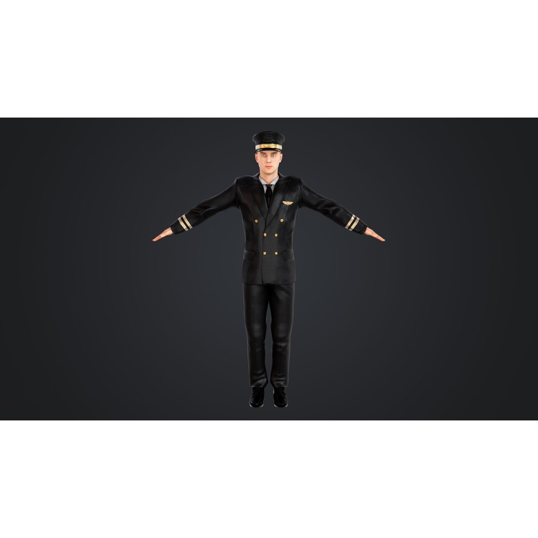 Aircraft Pilot 3D Model – Low Poly Rigged Character, FBX, OBJ - View 6