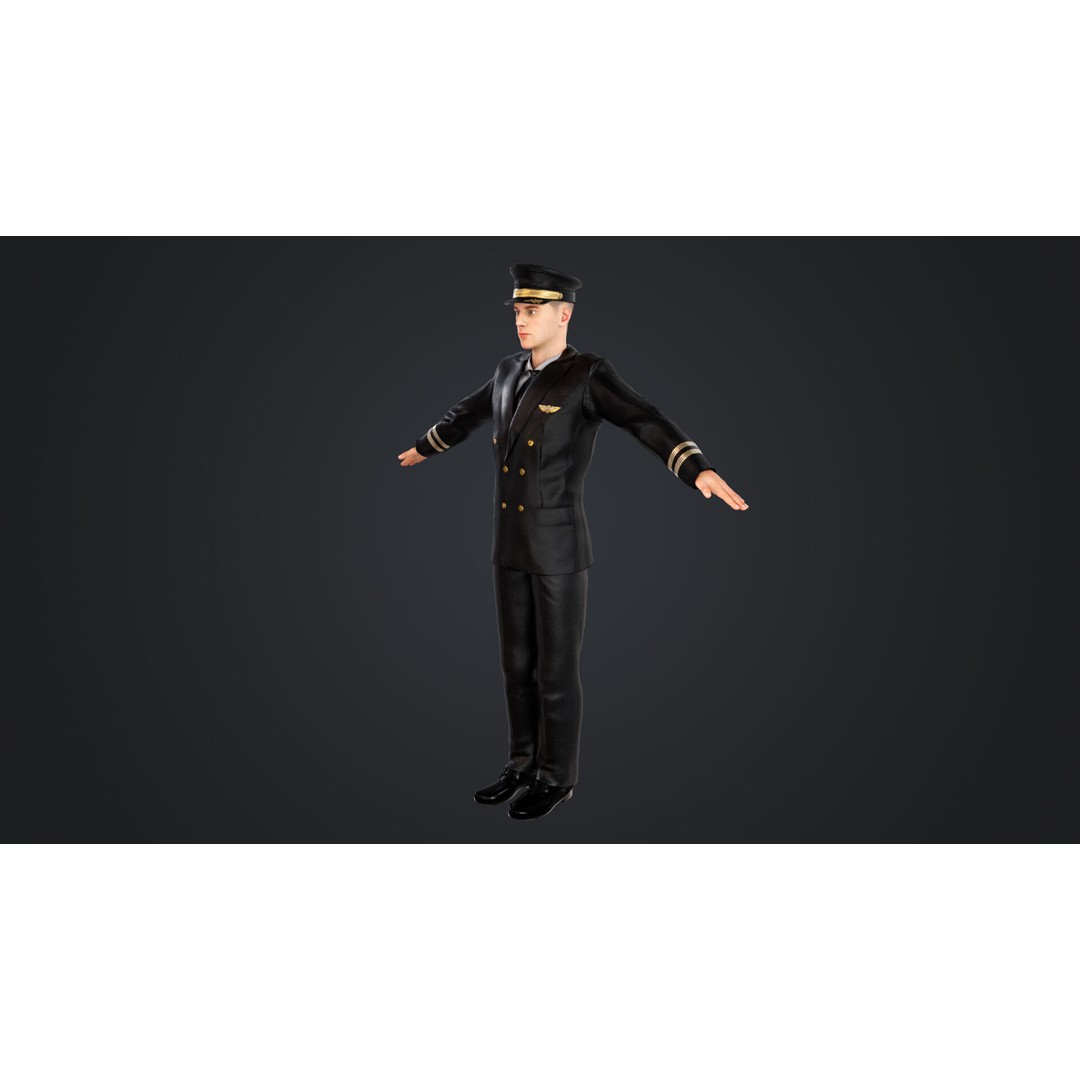 Aircraft Pilot 3D Model – Low Poly Rigged Character, FBX, OBJ - View 7