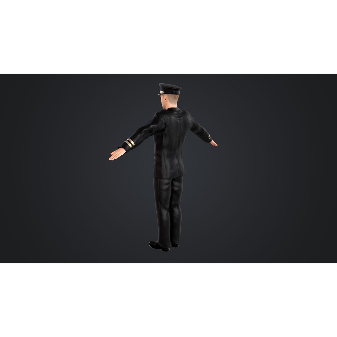 Aircraft Pilot 3D Model – Low Poly Rigged Character, FBX, OBJ - View 9