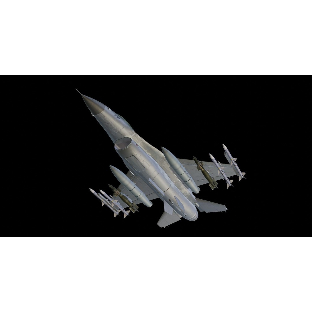 F-16 Fighting Falcon 3D Model – Low Poly Game Asset, FBX, PBR - View 10