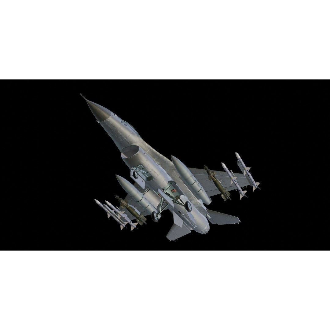 F-16 Fighting Falcon 3D Model – Low Poly Game Asset, FBX, PBR - View 11