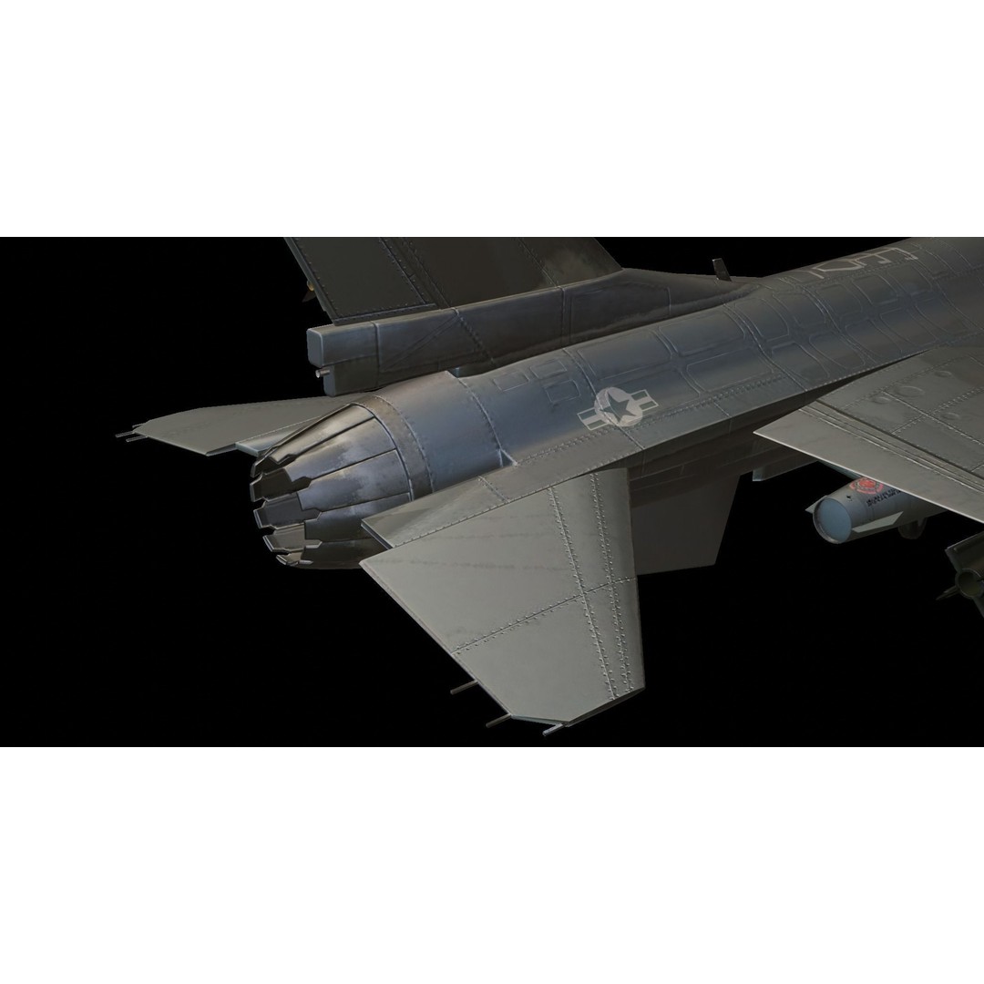 F-16 Fighting Falcon 3D Model – Low Poly Game Asset, FBX, PBR - View 13