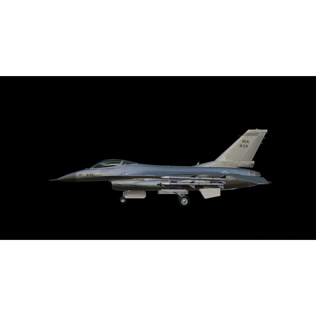 F-16 Fighting Falcon 3D Model – Low Poly Game Asset, FBX, PBR - View 14