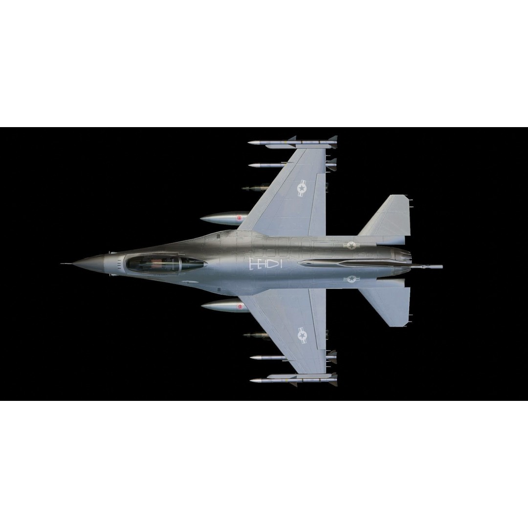 F-16 Fighting Falcon 3D Model – Low Poly Game Asset, FBX, PBR - View 16