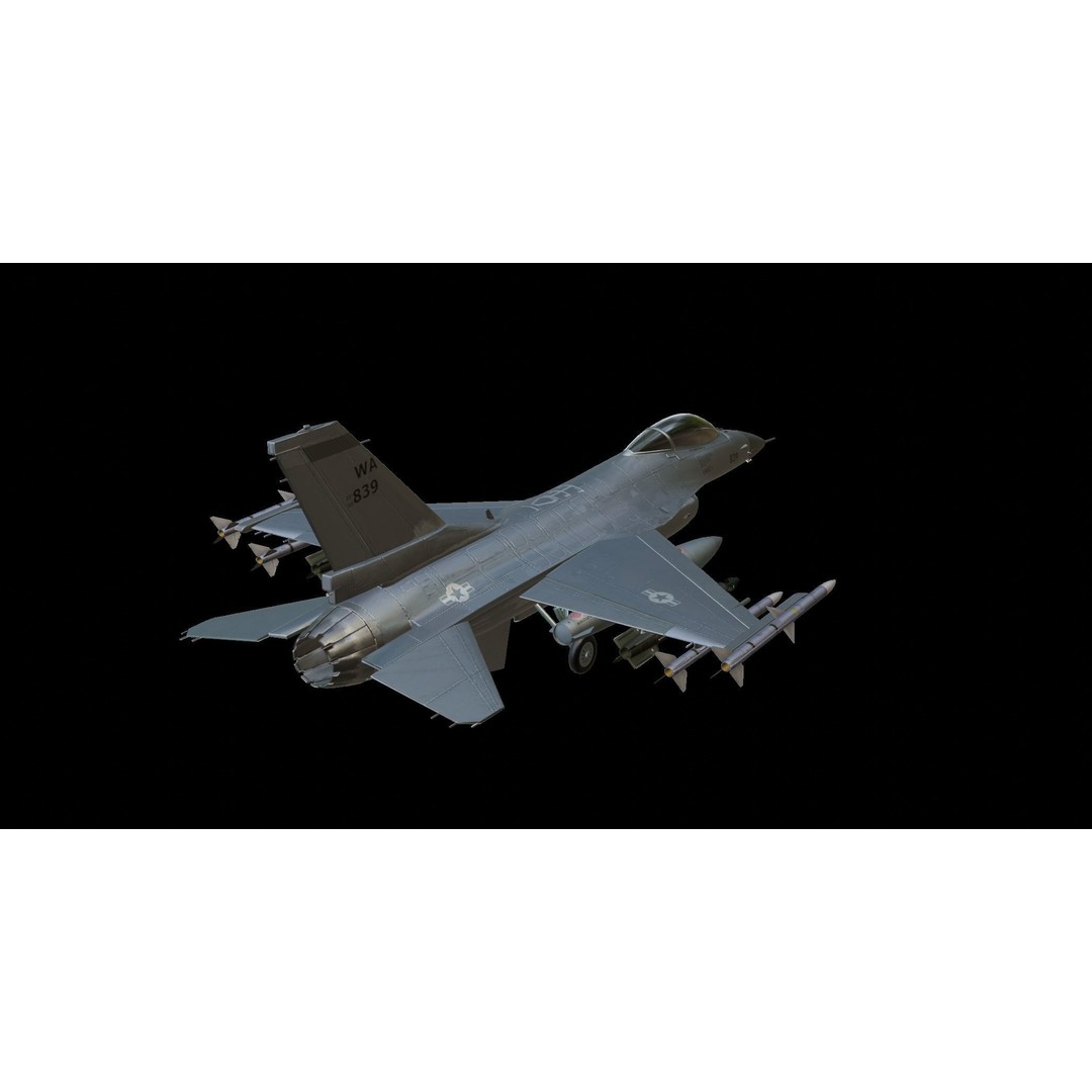 F-16 Fighting Falcon 3D Model – Low Poly Game Asset, FBX, PBR - View 17
