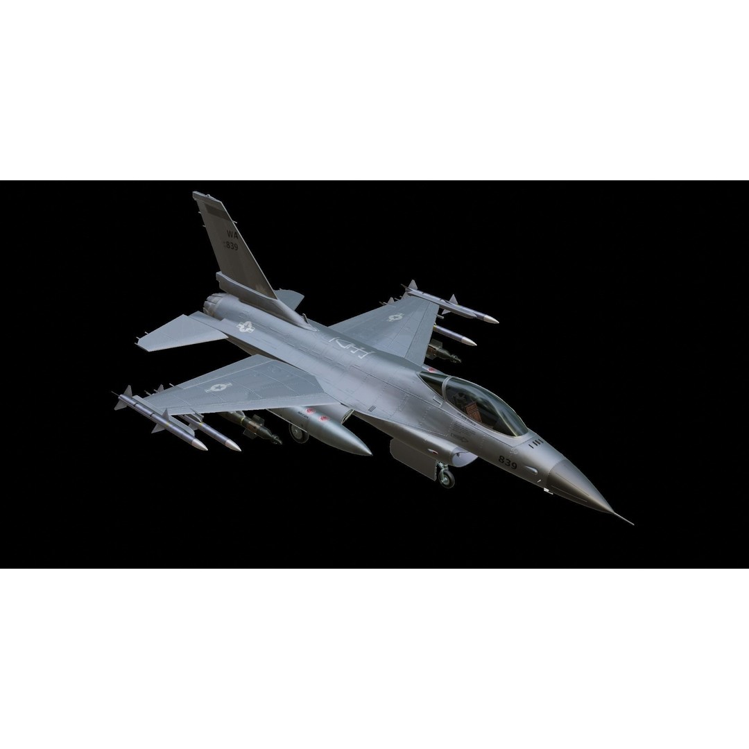 F-16 Fighting Falcon 3D Model – Low Poly Game Asset, FBX, PBR - View 18