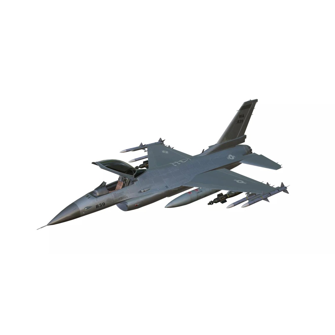 F-16 Fighting Falcon 3D Model – Low Poly Game Asset, FBX, PBR - View 2