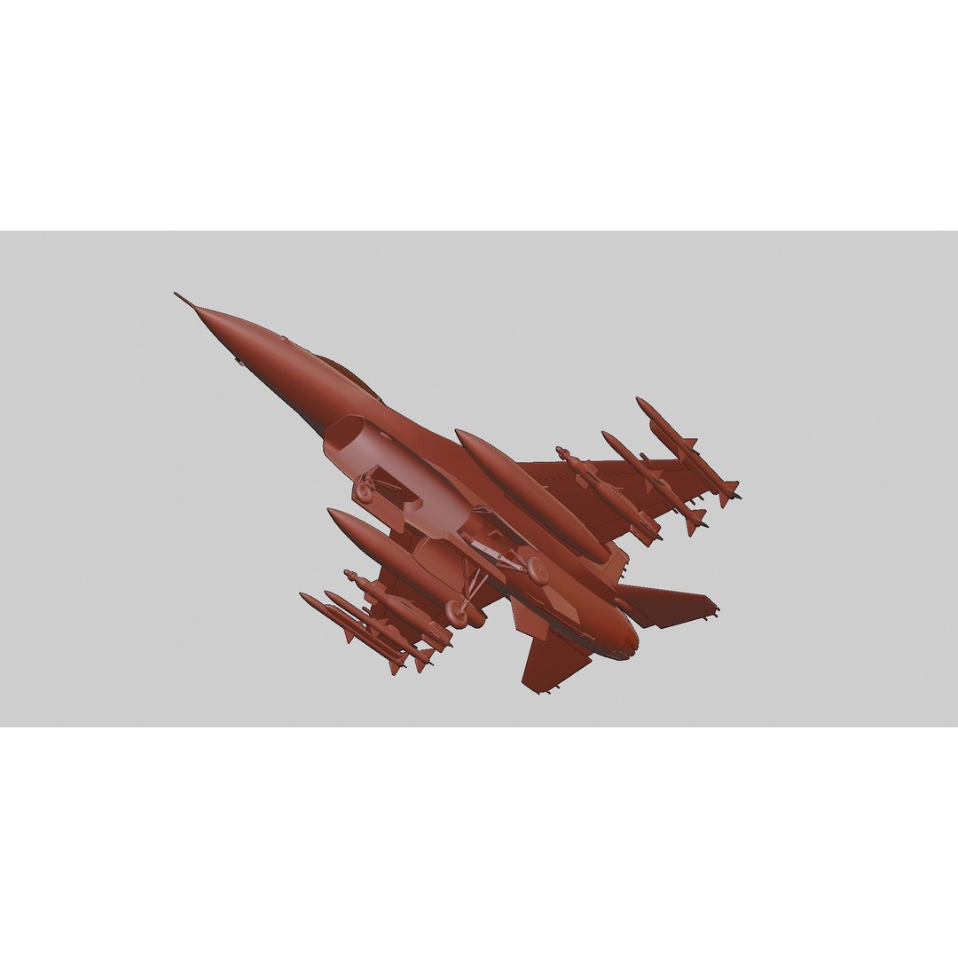 F-16 Fighting Falcon 3D Model – Low Poly Game Asset, FBX, PBR - View 21