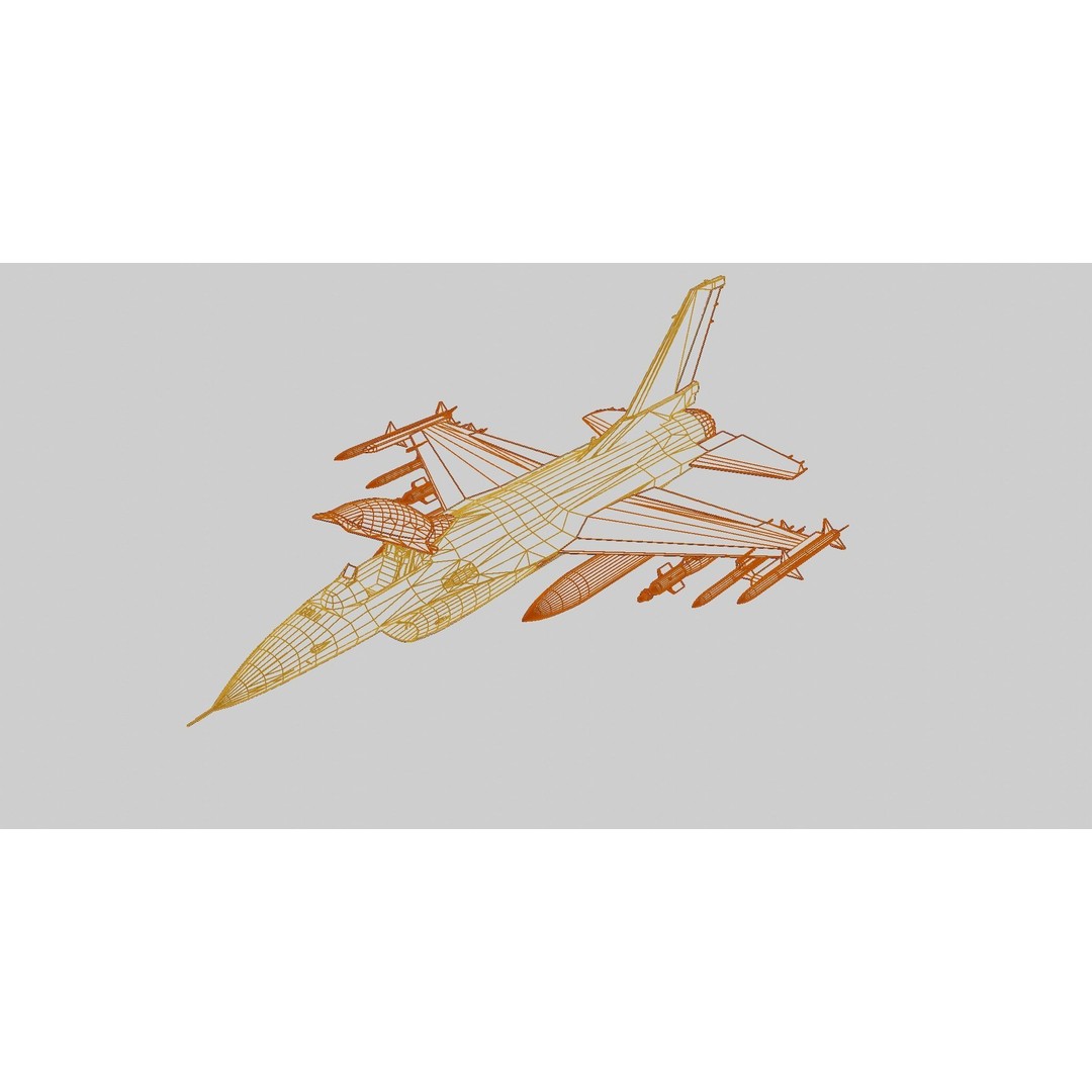 F-16 Fighting Falcon 3D Model – Low Poly Game Asset, FBX, PBR - View 22