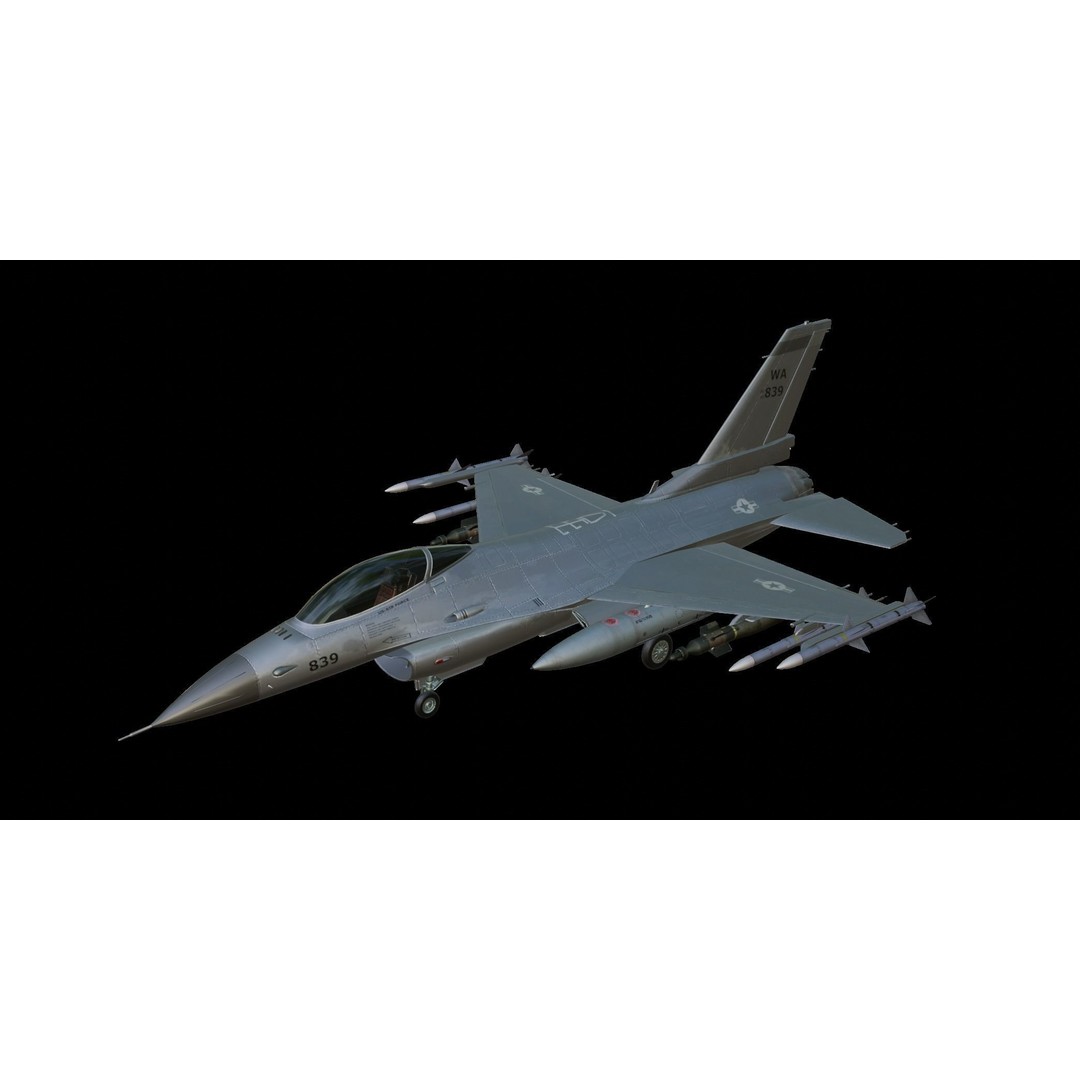 F-16 Fighting Falcon 3D Model – Low Poly Game Asset, FBX, PBR - View 3