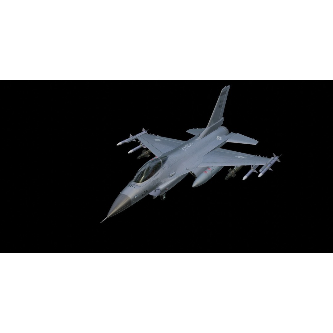 F-16 Fighting Falcon 3D Model – Low Poly Game Asset, FBX, PBR - View 4