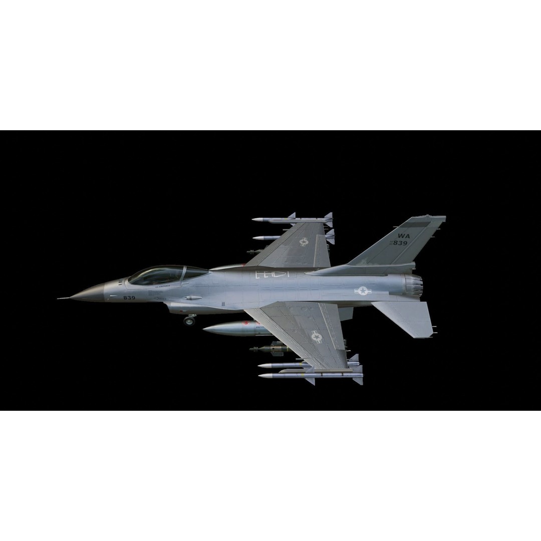 F-16 Fighting Falcon 3D Model – Low Poly Game Asset, FBX, PBR - View 6