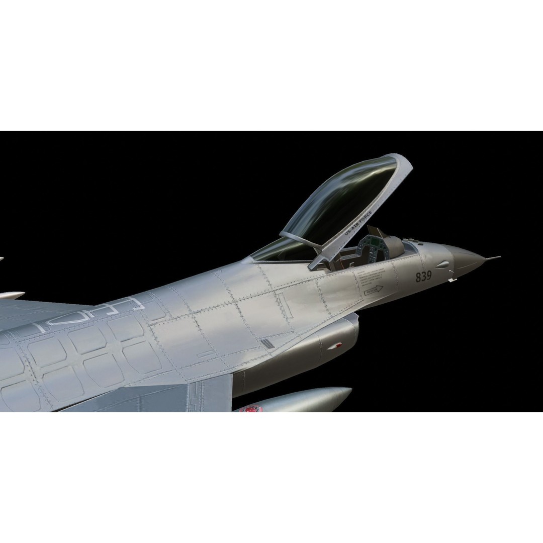 F-16 Fighting Falcon 3D Model – Low Poly Game Asset, FBX, PBR - View 7