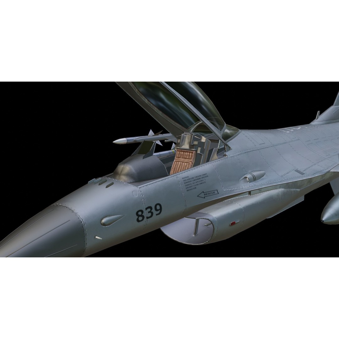 F-16 Fighting Falcon 3D Model – Low Poly Game Asset, FBX, PBR - View 8