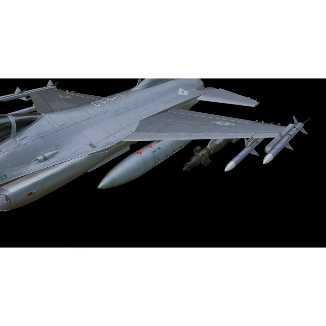 F-16 Fighting Falcon 3D Model – Low Poly Game Asset, FBX, PBR - View 9