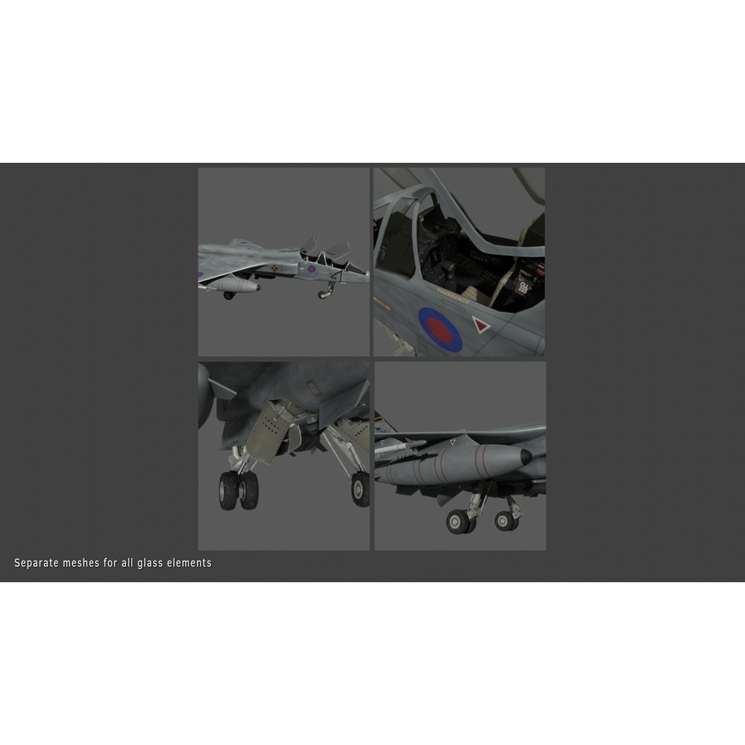 Sepecat Jaguar T2 3D Model – Rigged Military Aircraft, PBR Textures