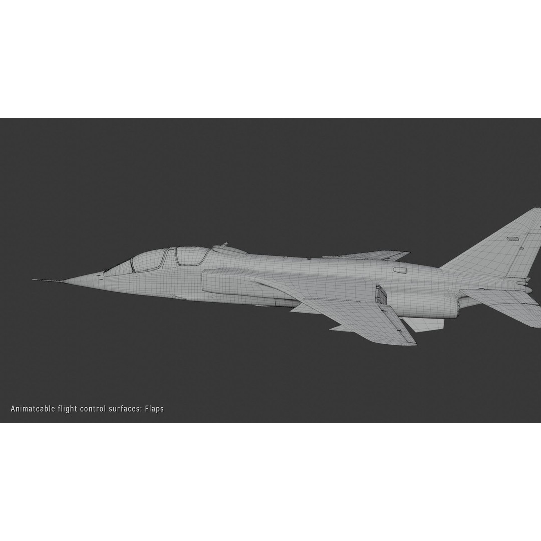 Sepecat Jaguar T2 3D Model – Rigged Military Aircraft, PBR Textures - View 11