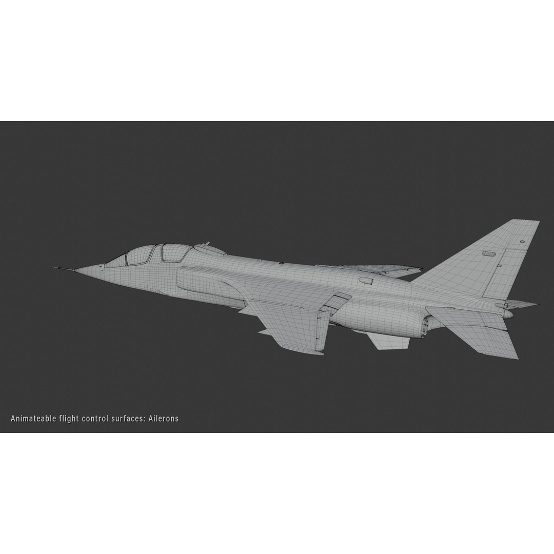 Sepecat Jaguar T2 3D Model – Rigged Military Aircraft, PBR Textures - View 12