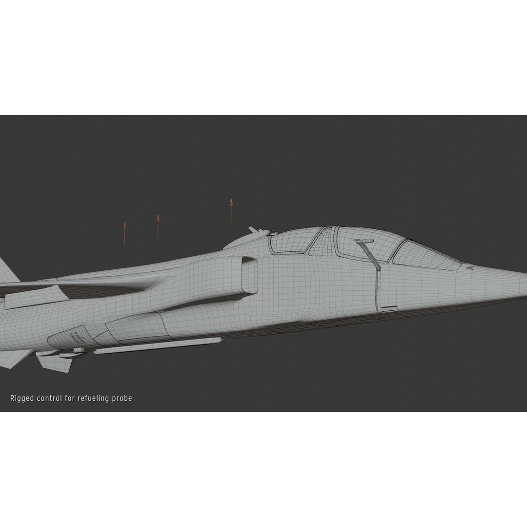 Sepecat Jaguar T2 3D Model – Rigged Military Aircraft, PBR Textures - View 17