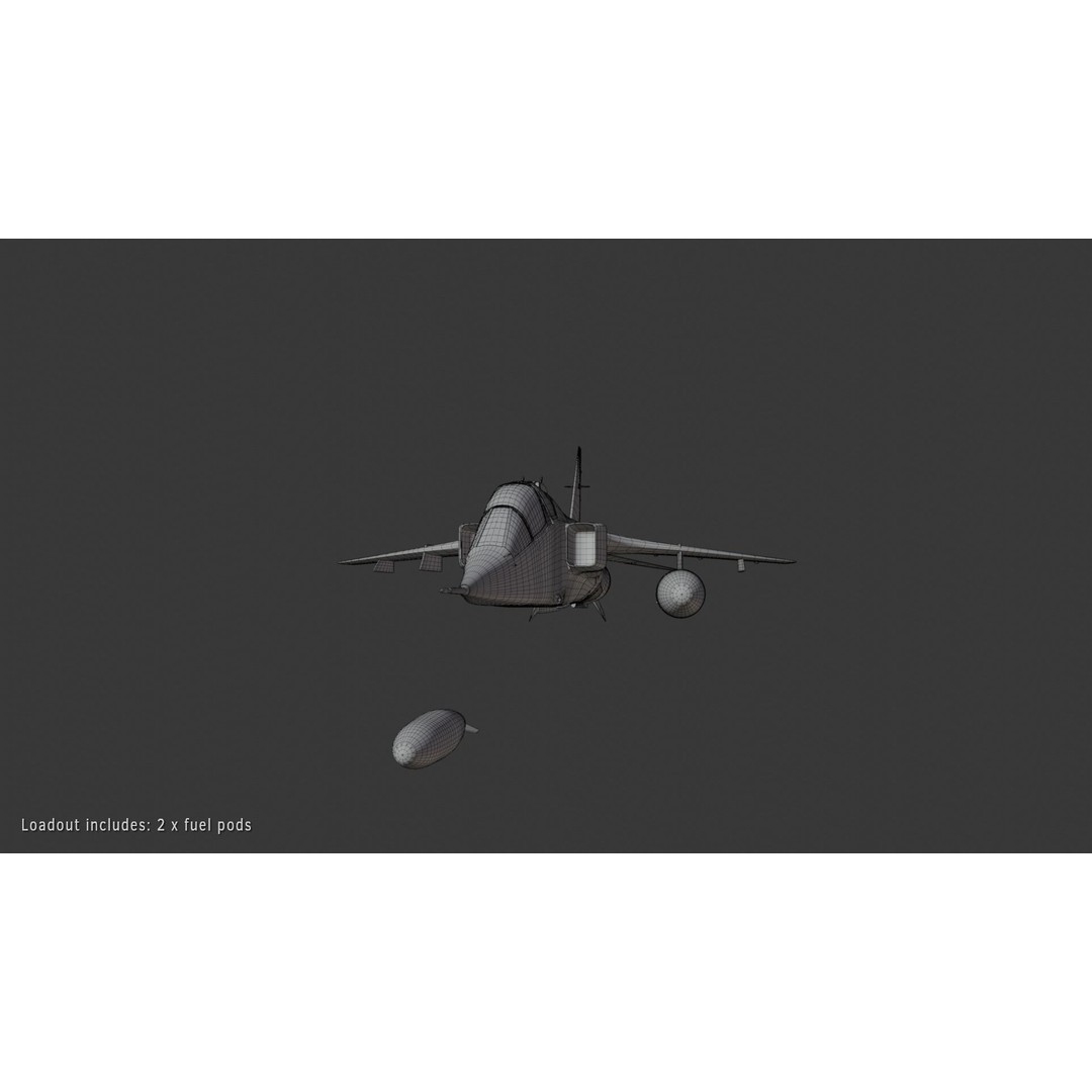 Sepecat Jaguar T2 3D Model – Rigged Military Aircraft, PBR Textures - View 18
