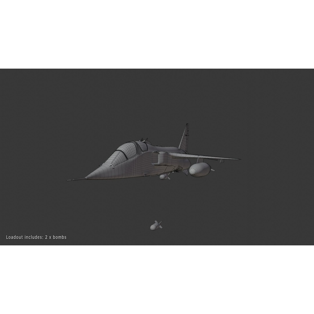 Sepecat Jaguar T2 3D Model – Rigged Military Aircraft, PBR Textures - View 19