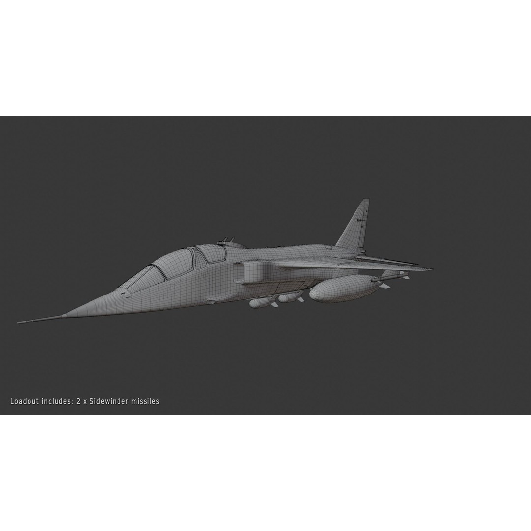 Sepecat Jaguar T2 3D Model – Rigged Military Aircraft, PBR Textures - View 20