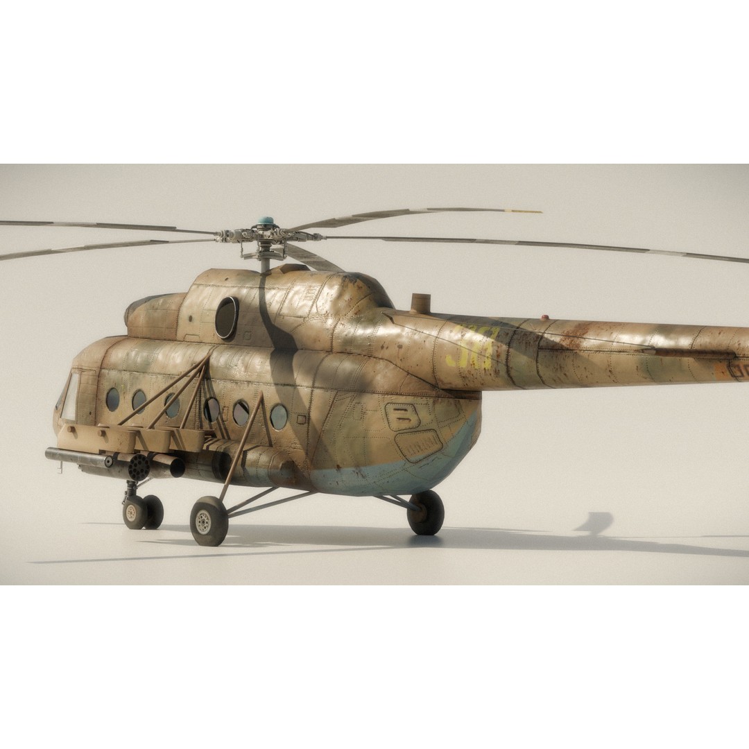 Soviet Military Transport Helicopter 3D Model – Low Poly Game Asset, FBX - View 10
