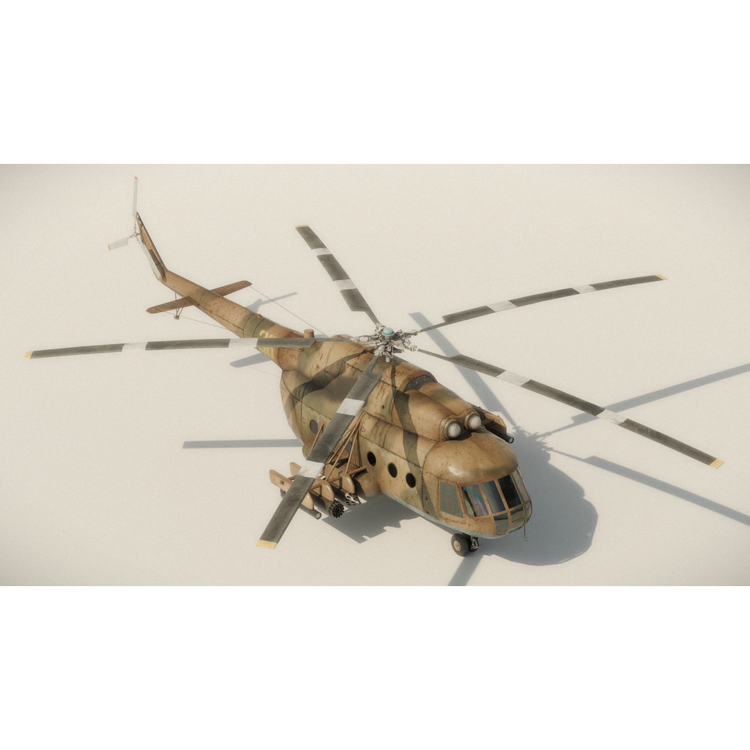 Soviet Military Transport Helicopter 3D Model – Low Poly Game Asset, FBX - View 11