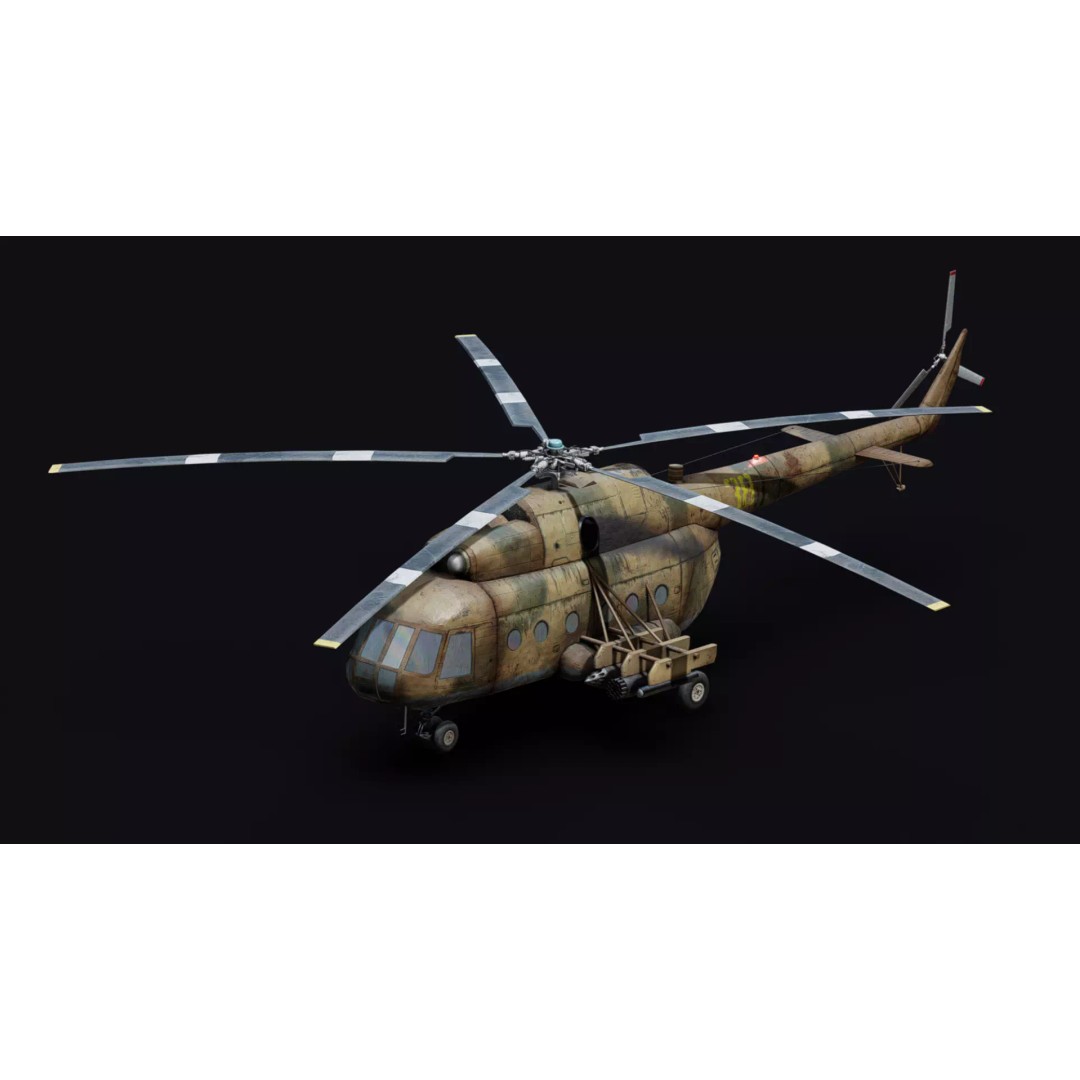 Soviet Military Transport Helicopter 3D Model – Low Poly Game Asset, FBX - View 2