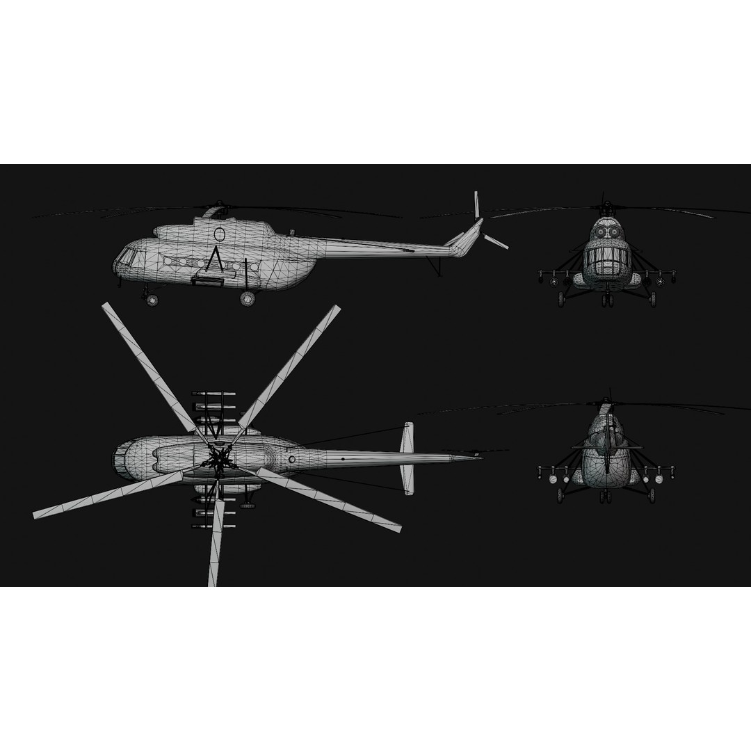 Soviet Military Transport Helicopter 3D Model – Low Poly Game Asset, FBX - View 4