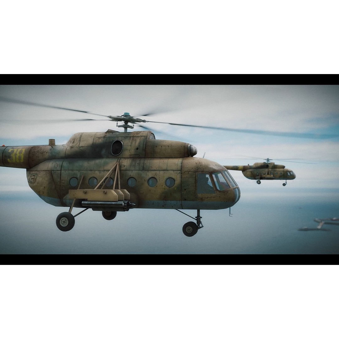 Soviet Military Transport Helicopter 3D Model – Low Poly Game Asset, FBX - View 6