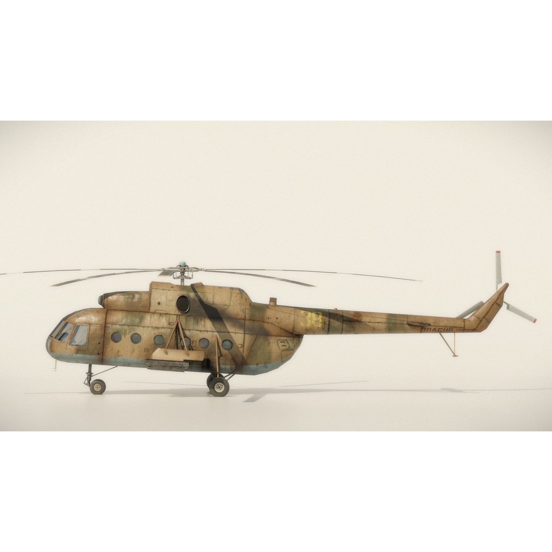 Soviet Military Transport Helicopter 3D Model – Low Poly Game Asset, FBX - View 7